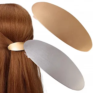 Заколка для волос OVAL BARRETTES Овальная Большая Золотая Серебряная - Фото 1