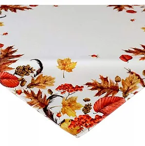 Скатертина Raebel Autumn Leaves 85 x 85 см Принт осіннє листя Кремово-біла/Бежева/Кольорова - Фото 1