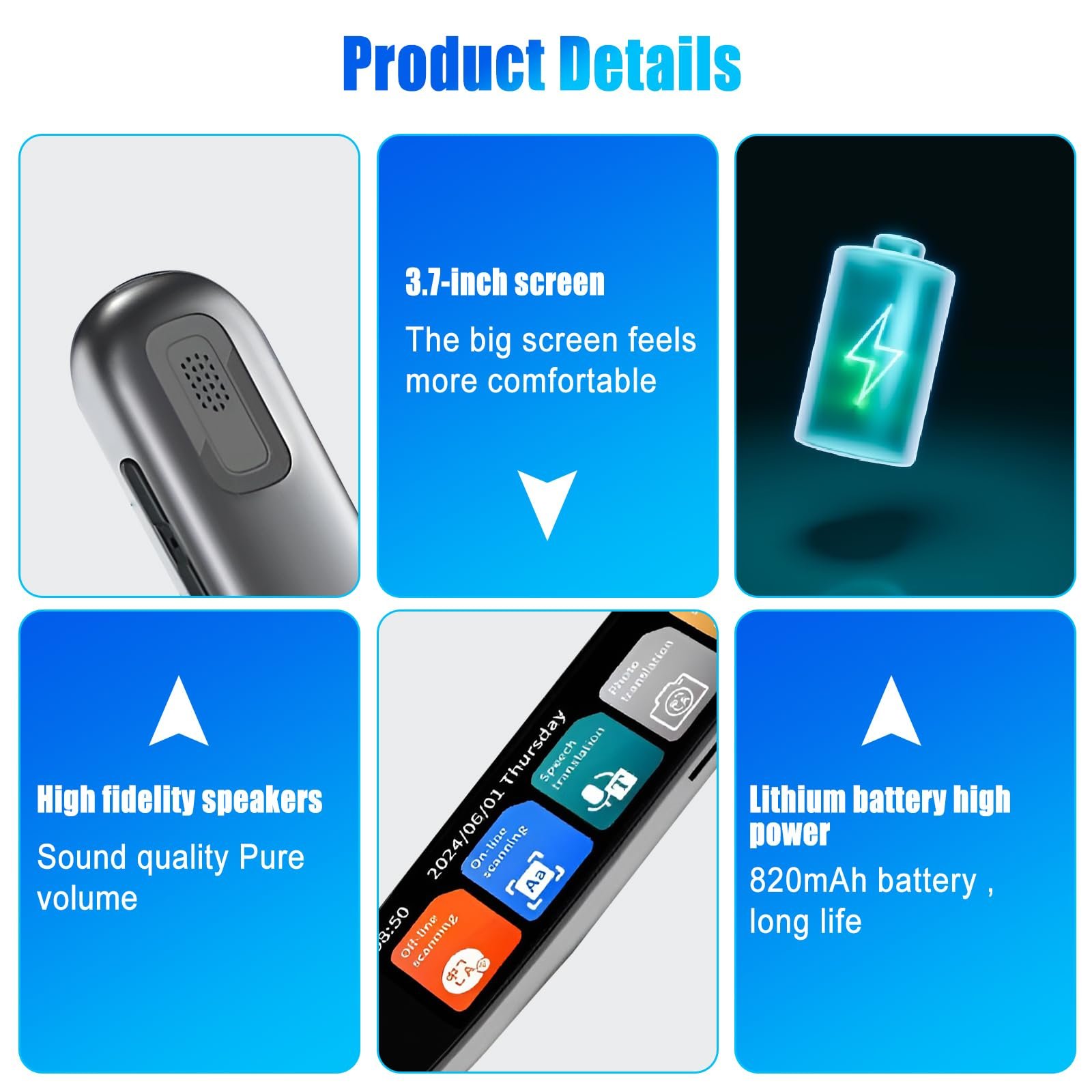 Ручка-перекладач CDIYTOOL Scan, Портативний пристрій для перекладу 142 мовами, фото №7