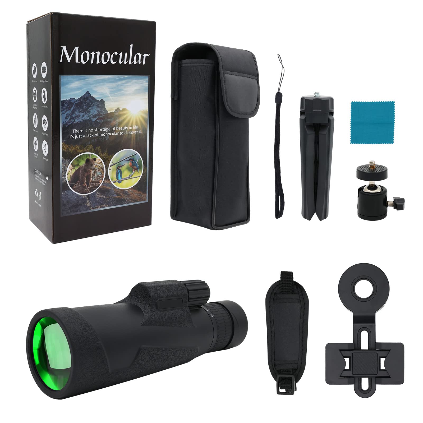 Монокуляр High Power Zoom 10-30x50 з адаптером для смартфона штативом ручним ременем, фото №6