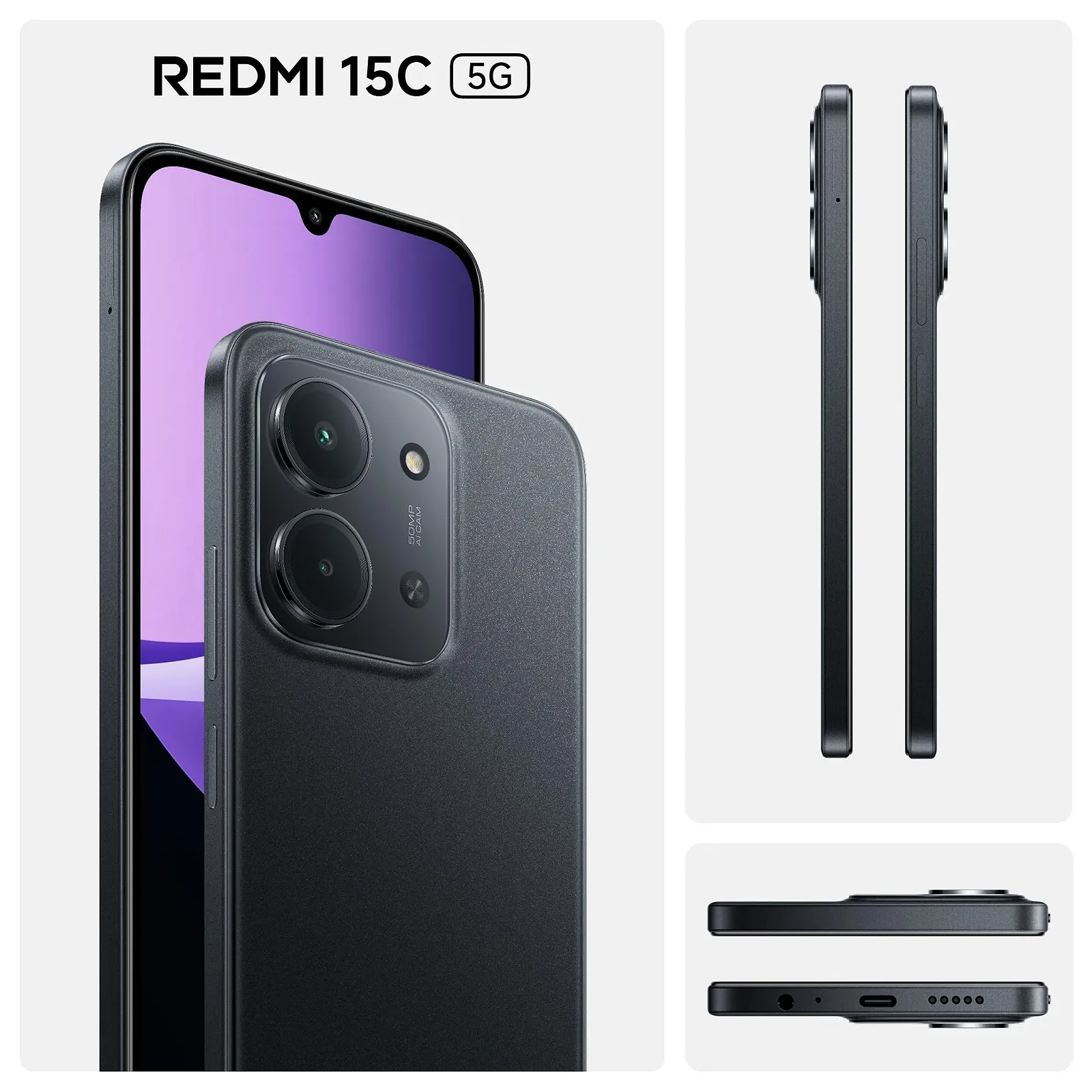 Смартфон XIAOMI Redmi 15C 5G 4/256 ГБ Midnight Black, фото №2