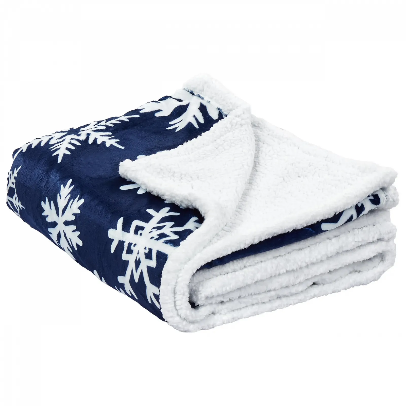 Тканинний Плед Синій / Білий Прямокутний 150 x 200 см з Мотивом Сніжинки Аніс, фото №4