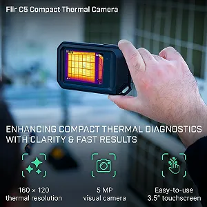 Тепловизионная камера FLIR C5 (incl. WiFi) 160 x 80 70mk 8.7Hz Черный цена на synthetic.ua - Фото 1 Тепловизионная камера FLIR C5 (incl. WiFi) 160 x 80 70mk 8.7Hz Черный synthetic.ua - Фото 1