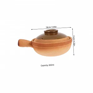 Кастрюля-горшок для тушения керамическая с ручкой 850 мл для дома и кейтеринга универсальная synthetic.ua - Фото 1