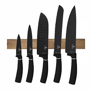 Набір ножів Berlinger Haus Matte Black Collection, 6 предметів, чорний (з дерев'яною магнітною підставкою) - Фото 1