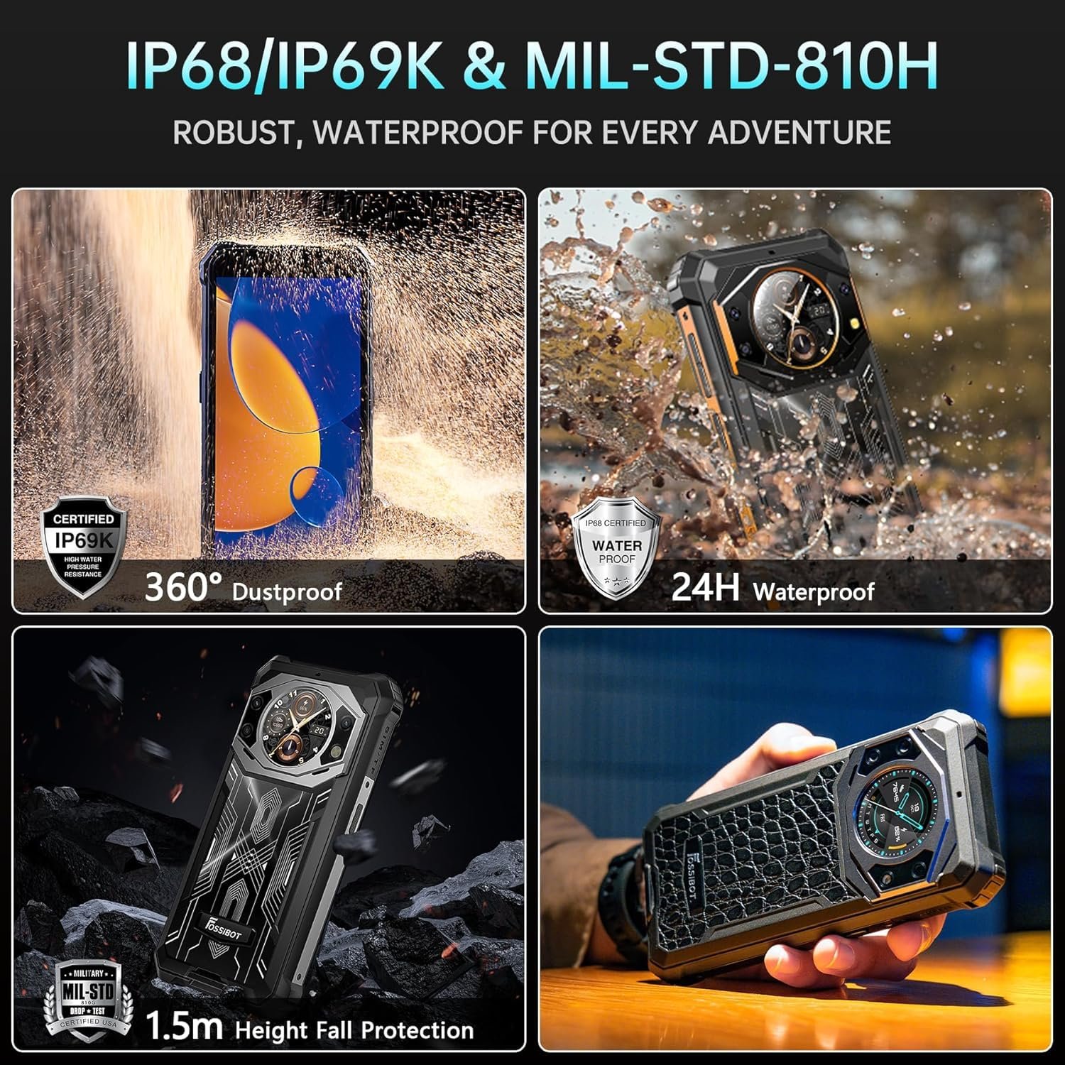 Захищений смартфон FOSSiBOT F101 Pro 15GB (8+7)+128GB 10600mAh Black, фото №5