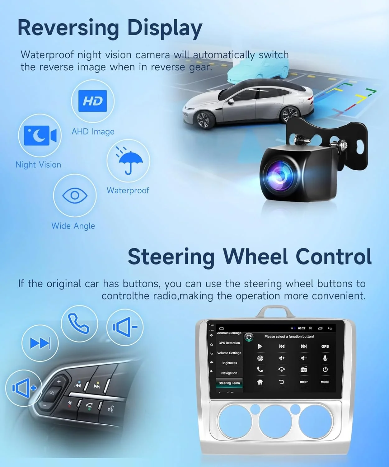 Штатна автомагнітола Rimoody для Ford Focus Exi MT 2 3 Mk 2/Mk 3 2004-2011 / 9" / Сенсорна / 2/64Гб / Android 13 / Apple CarPlay / Android Auto / Bluetooth / WI-FI / GPS / USB, фото №6