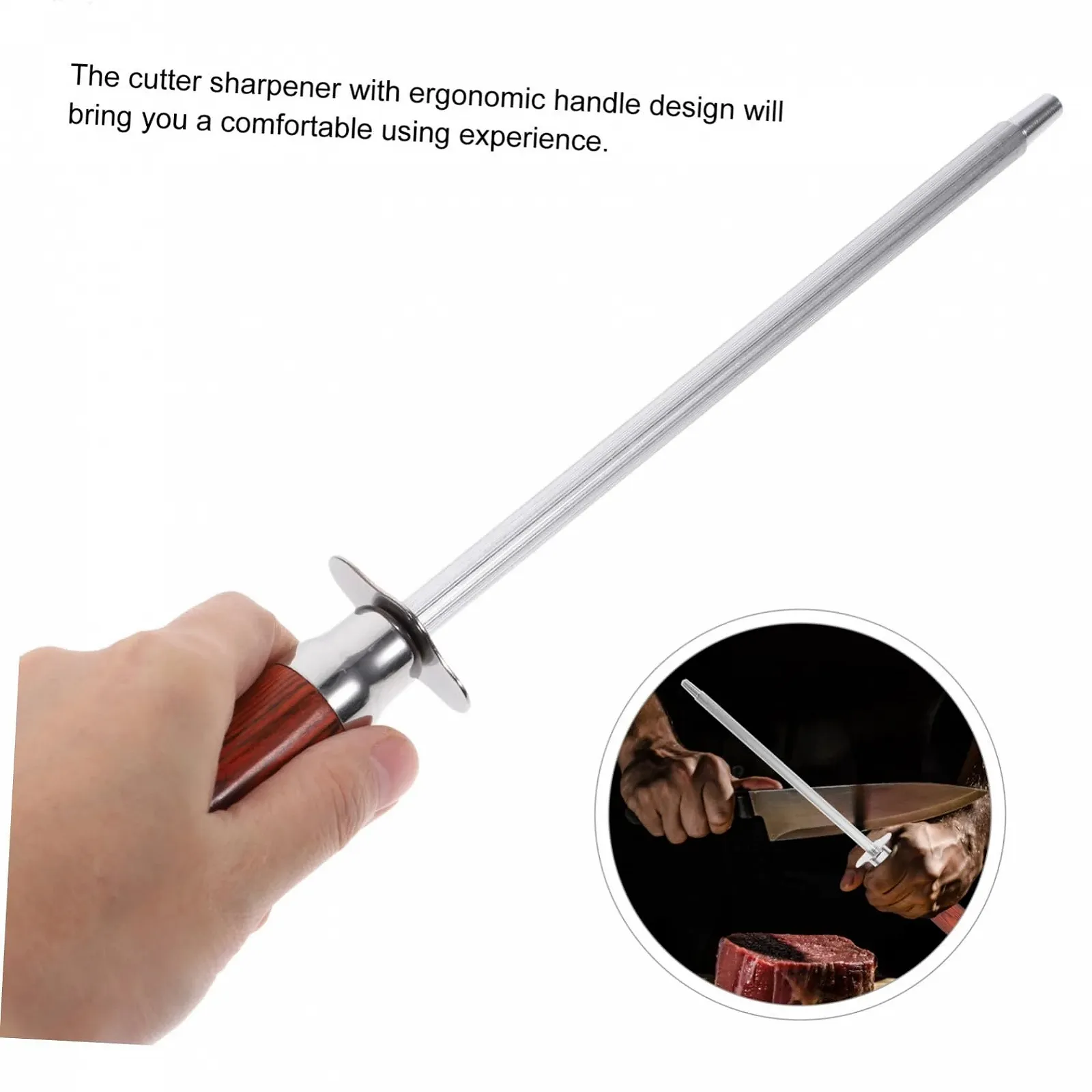 Мусат SOLUSTRE Handy из нержавеющей стали с эргономичной ручкой профессиональный, фото №5