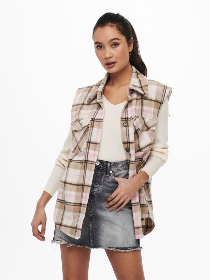 Жилетка ONLY ONLLIPPA CHECKED VEST WVN 15233905 Бежевый XS, фото №1