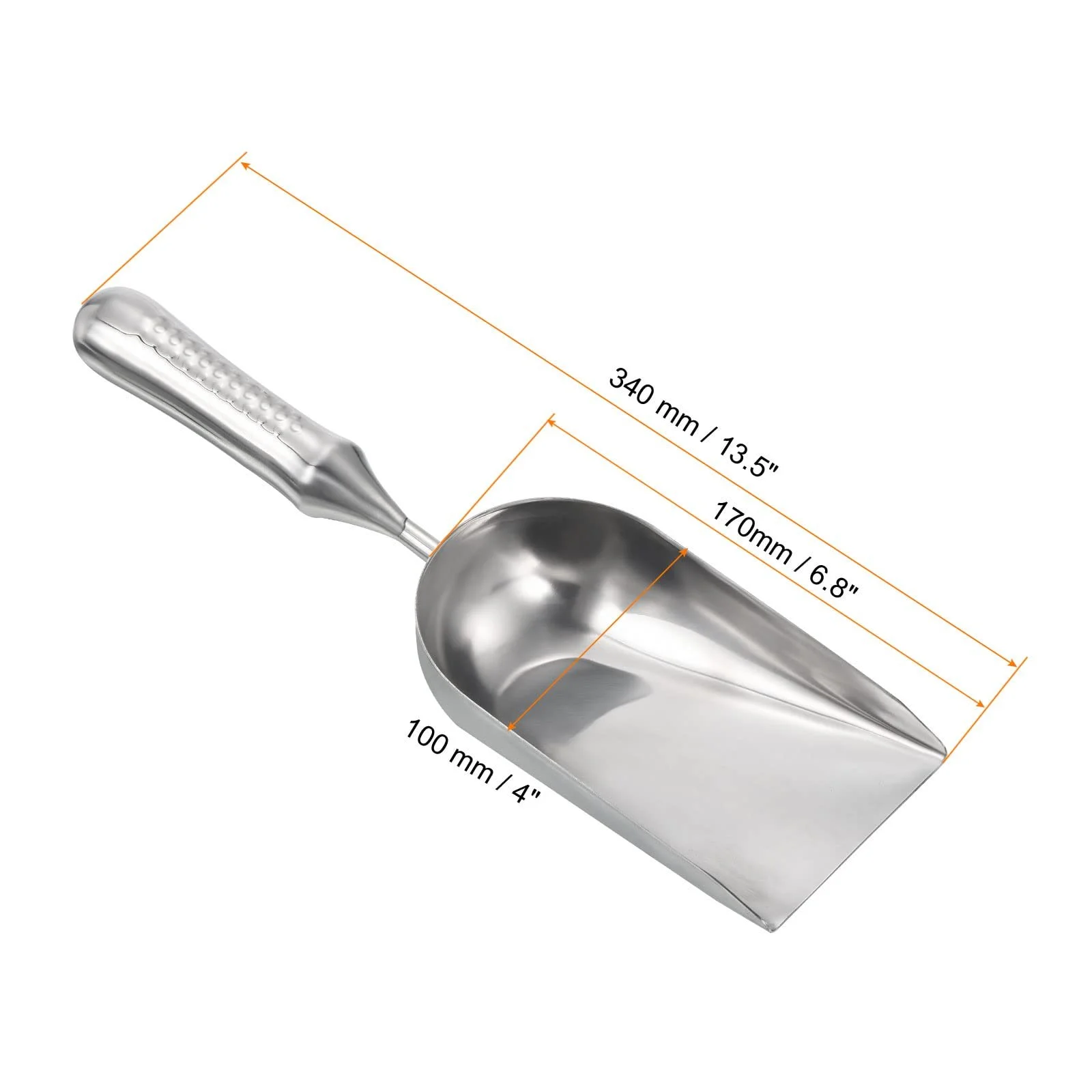 Лопата совковая садовый PATIKIL 34.3 см, лопата квадратная из нержавеющей стали, серебристый, фото №2