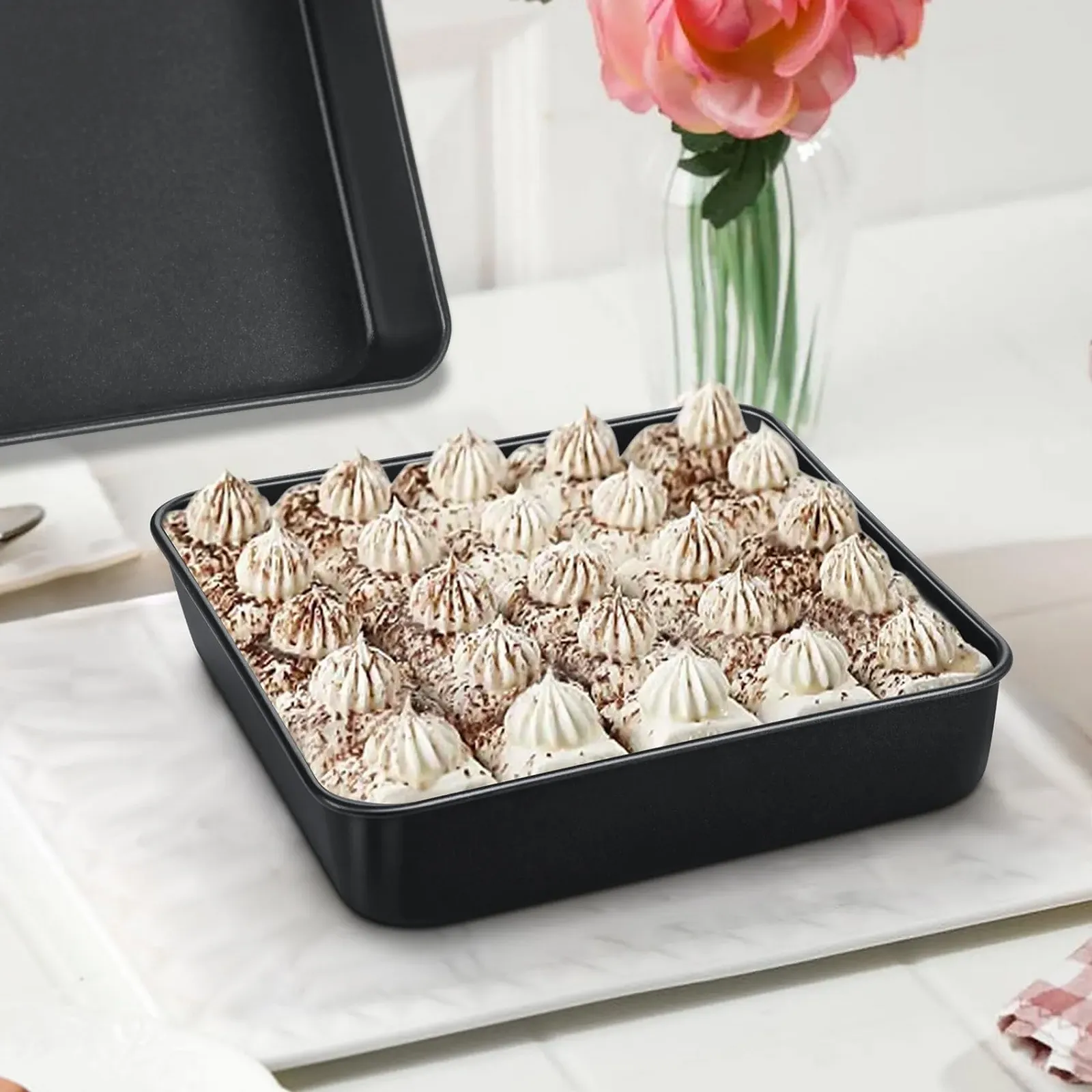 Форма для запекания Onader квадратная стальная антипригарная 20 см набор из 2 шт., фото №6