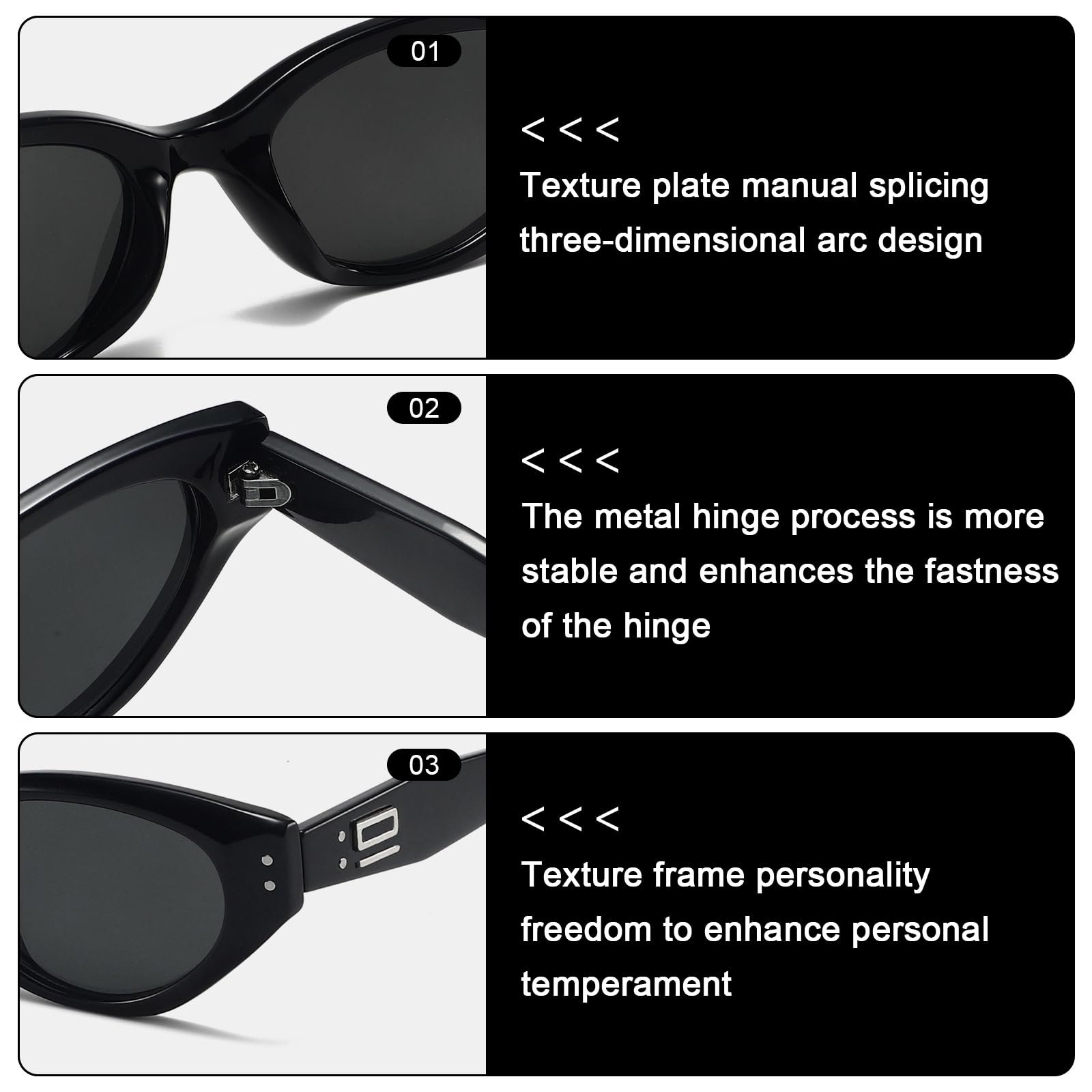 Жіночі сонцезахисні окуляри SPORWAY Вінтажні окуляри Agent Чорний, фото №3