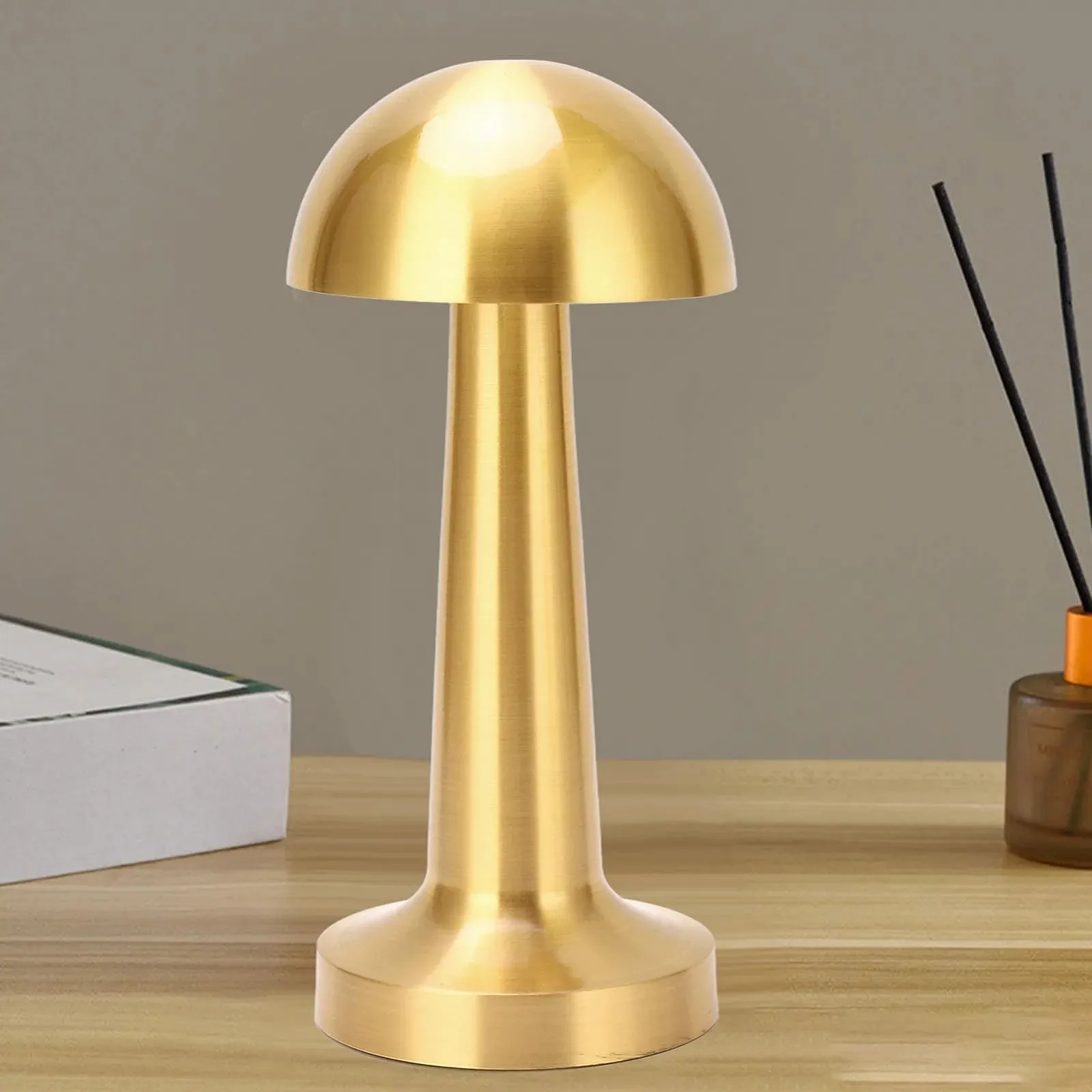 Настільна лампа Fafeicy Mushroom бездротова акумуляторна металева Type-C Золотистий, фото №4