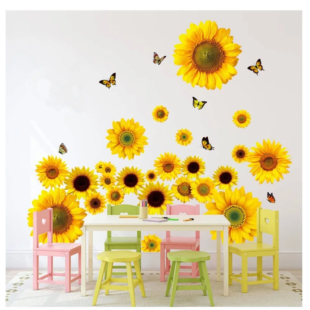 Наклейка на стіну Квіти, дерева, соняшники та метелики для спальні та вітальні, фото №5