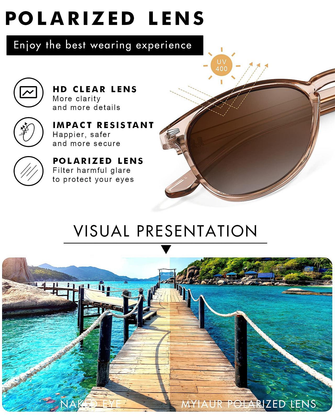 Класичні сонцезахисні окуляри Myiaur Жіночі поляризовані сонцезахисні окуляри з UV400 захистом, фото №7