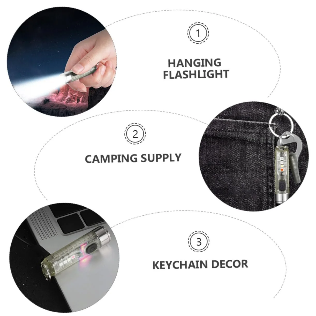 Ліхтарик TEHAUX Mini Led Брелок для ключів для кемпінгу, для активного відпочинку, для пішого туризму PC Нержавіюча сталь Легкий, фото №9