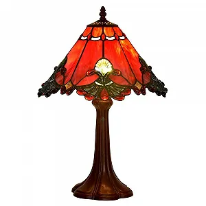 Настільна лампа нічник Bieye Baroque L30021US Стиль Тіффані Вітражне скло Цинкова основа 13 дюймів 19 дюймів Червоний - Фото 1