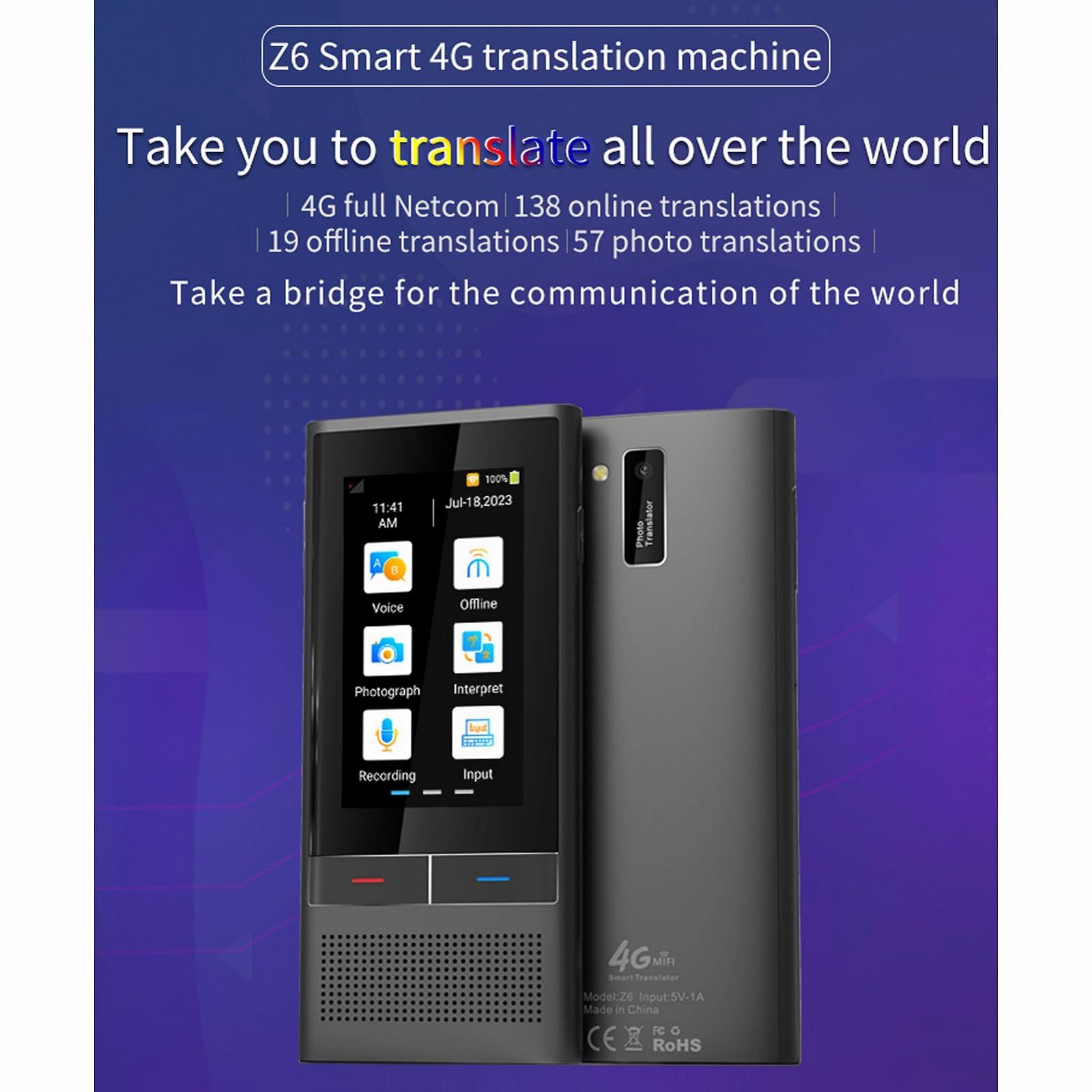 Перекладач Голосу WiFi 2-сторонній Портативний 1GB 16GB 2.8-дюймовий кольоровий сенсорний екран Підтримує 138 мов 4G, фото №4