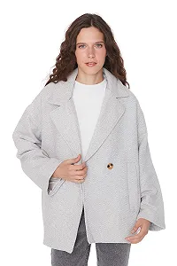 Пальто TRENDYOL Прямой Ёлочка Ткань synthetic.ua - Фото 1