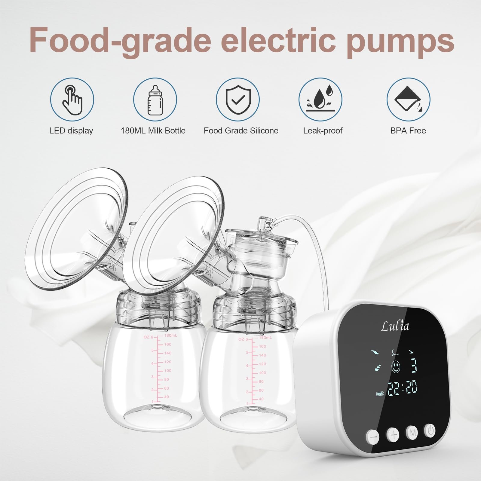 Молокоотсос электрический Lulia, 4 режима, 9 уровней, защита от обратного потока, ультра тихий, батарея 2500 mAh, LED-дисплей, без BPA, фото №2 Молокоотсос электрический Lulia, 4 режима, 9 уровней, защита от обратного потока, ультра тихий, батарея 2500 mAh, LED-дисплей, без BPA, фото №2