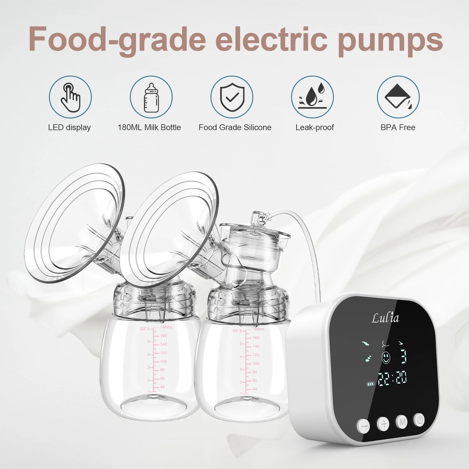 Молоковідсмоктувач електричний Lulia, 4 режими, 9 рівнів, захист від зворотного потоку, ультра тихий, батарея 2500 mAh, LED-дисплей, без BPA, фото №2 Молоковідсмоктувач електричний Lulia, 4 режими, 9 рівнів, захист від зворотного потоку, ультра тихий, батарея 2500 mAh, LED-дисплей, без BPA, фото №2