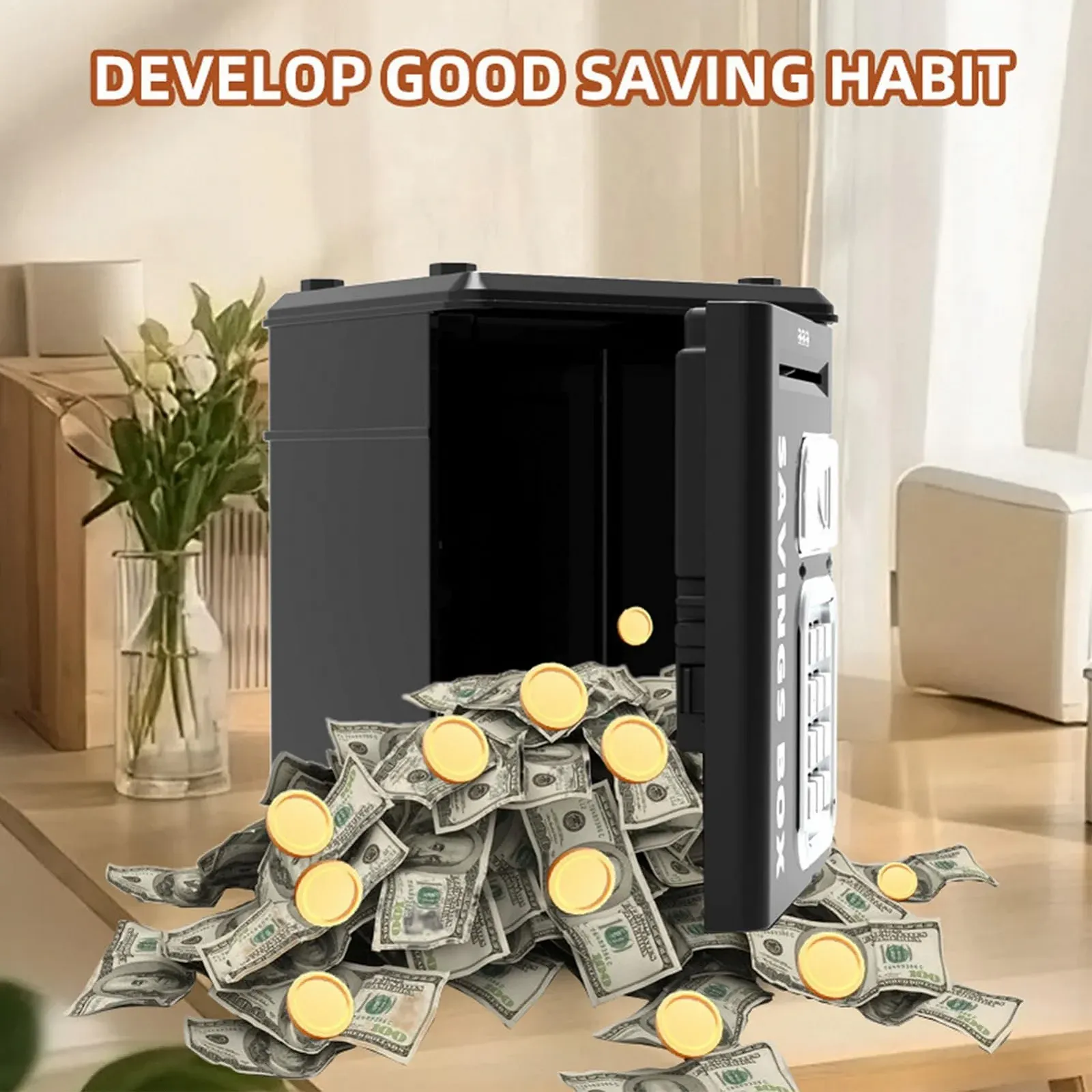 Скарбничка-сейф дитяча з паролем та відбитком пальця, фото №9