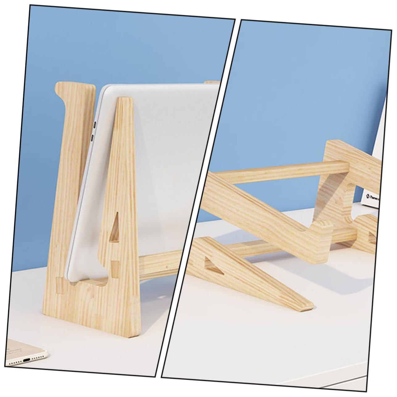 Подставка Деревянная для ноутбука Эргономичная Приподнятая Подставка для компьютера для ноутбуков Нескользящая Подставка для дисплея Стабильная Настольная подставка для офиса и дома, фото №3