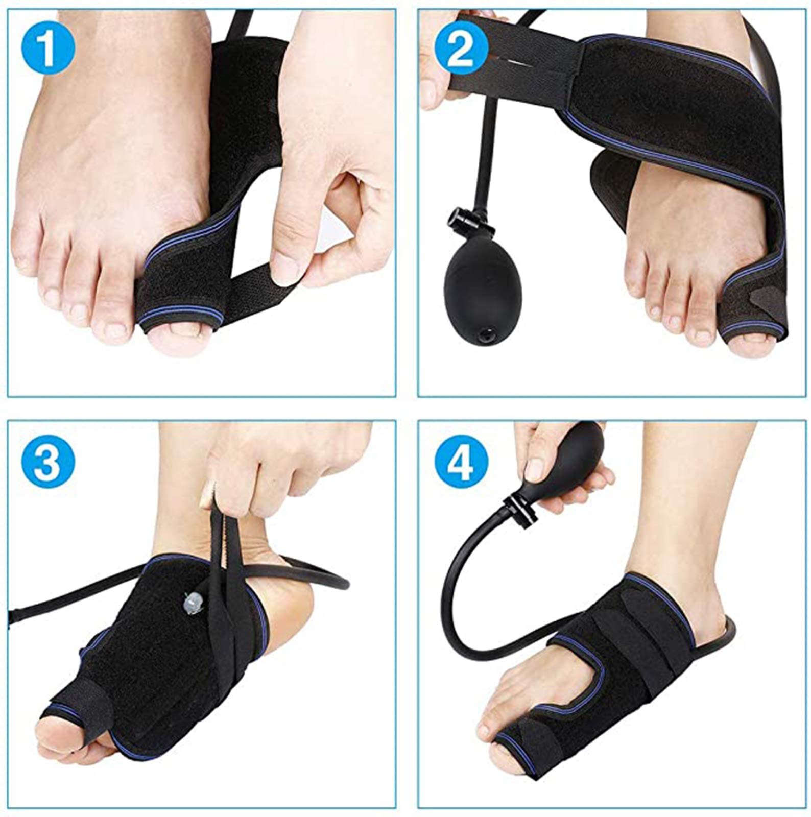 Коректор великого пальця стопи пневматичний Valgus Corrector з регульованим тиском повітря, шина денна та нічна / 1 пара, рожевий, фото №5