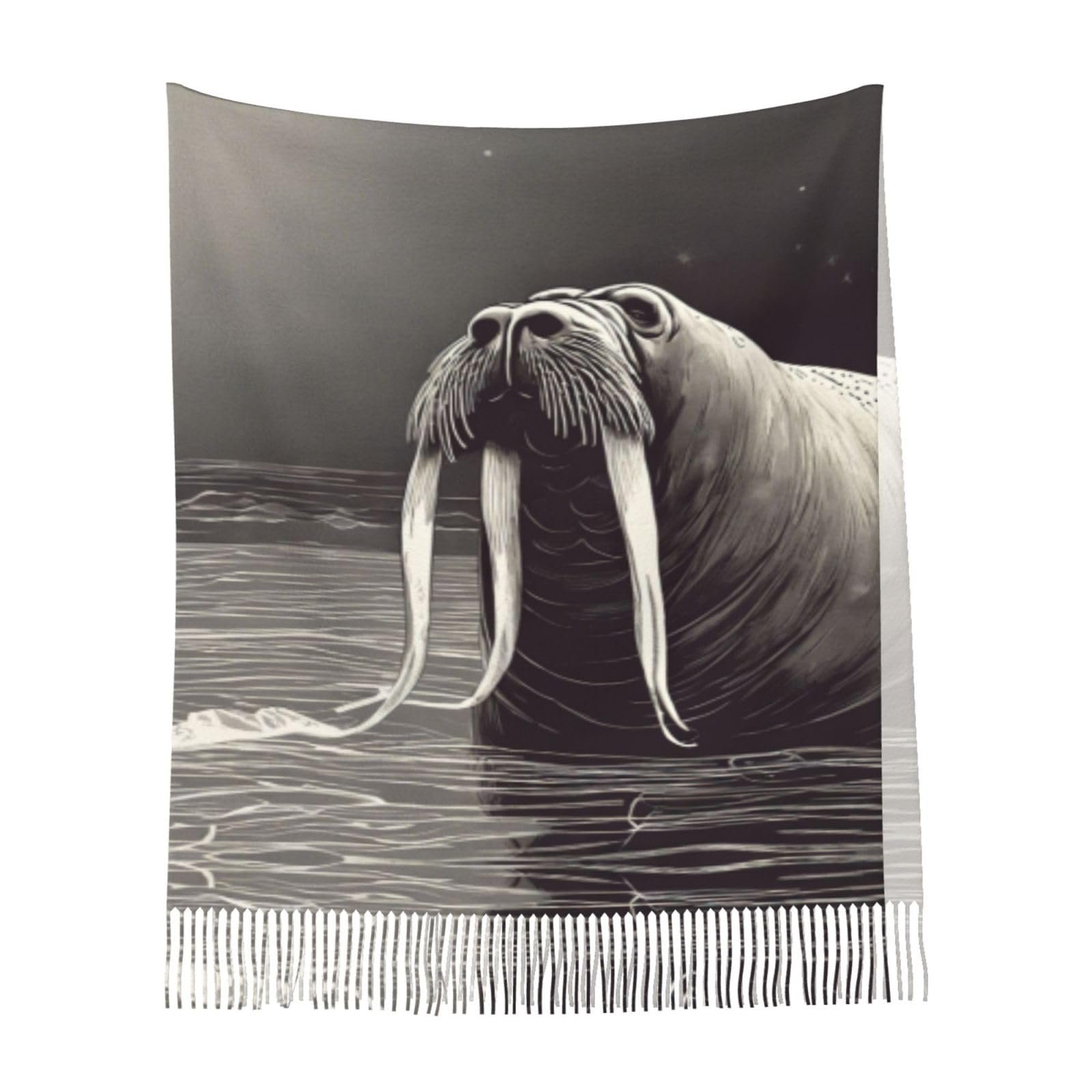 Пашміна LNNIUK Walrus02 з принтом для жінок, зимовий шарф, фото №9