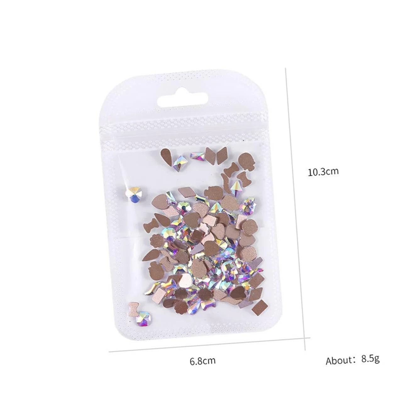 Стрази Плоскі Зміна Кольору 100 шт. змішані форми, аксесуари блискучі скляні шарми для манікюру та творчих прикрас, фото №2