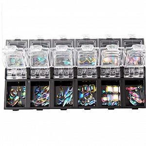 Набір кришталевих страз для нігтів 12 відділень/скринька, змішані діамантові камені - Фото 1