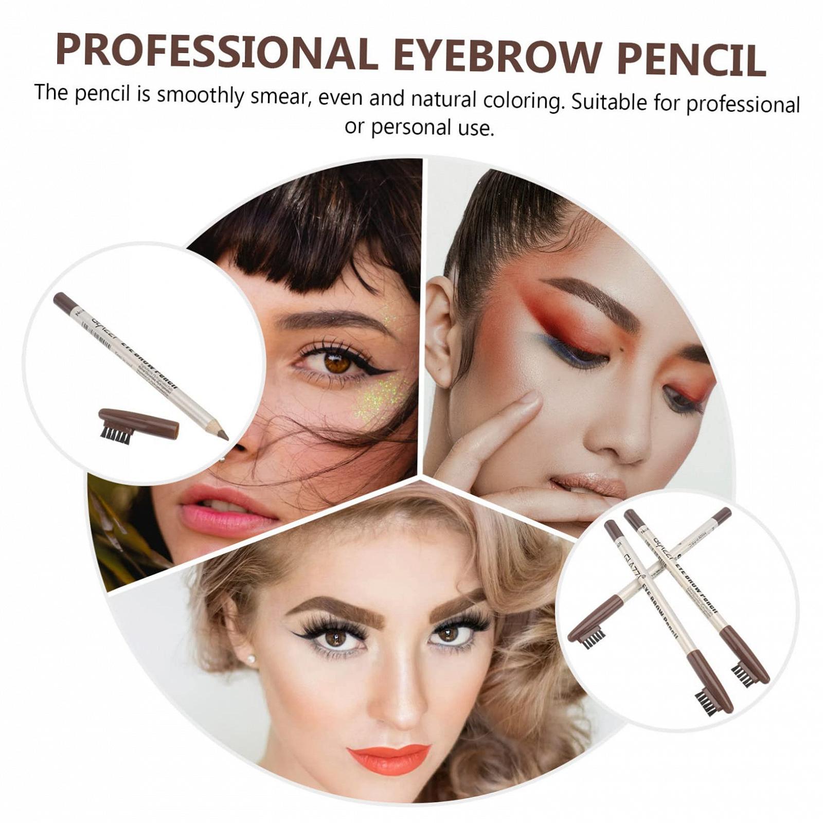 Олівець для брів HONMEET з щіткою для брів Кавовий дерев'яний (12 шт.), фото №3