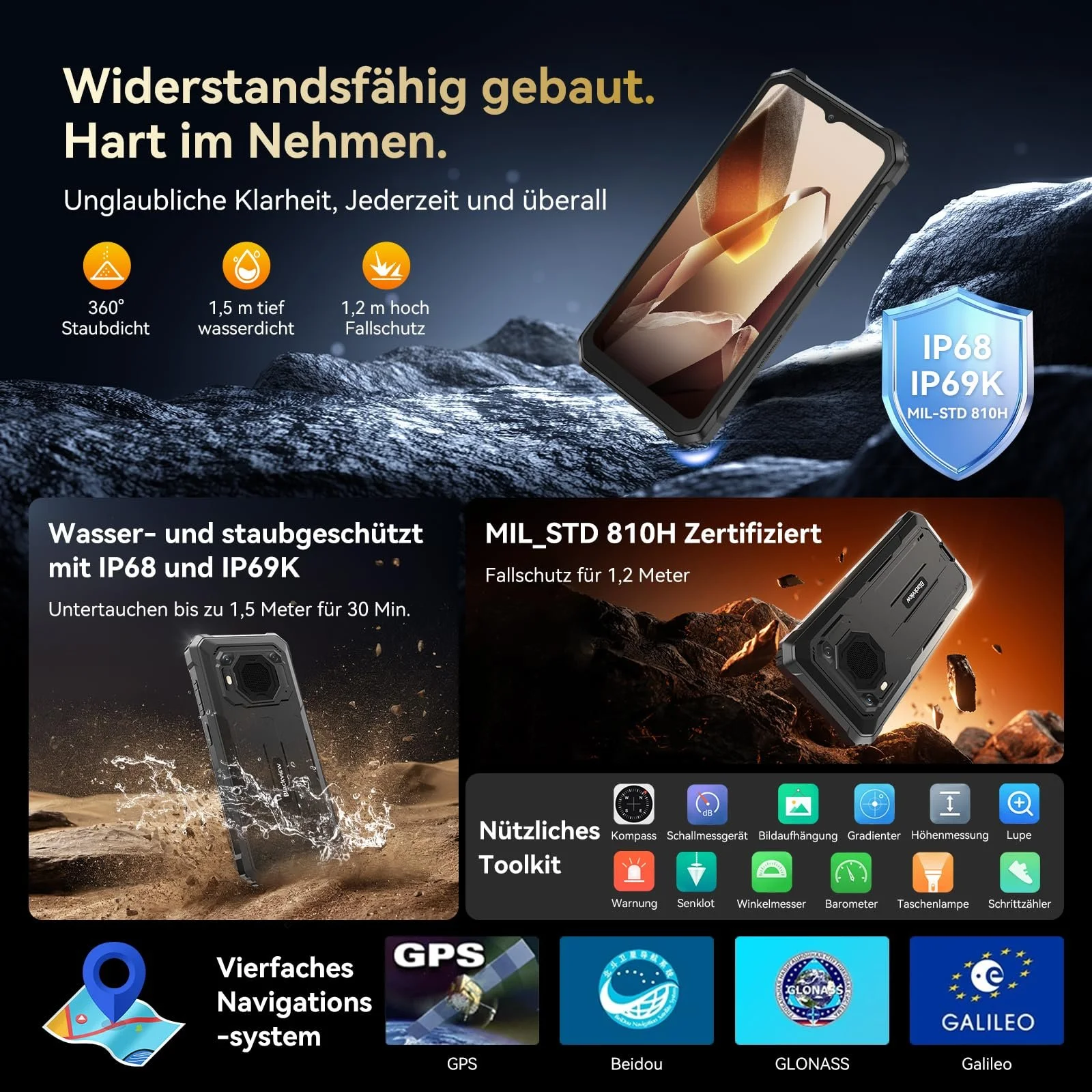 Смартфон Blackview BV6200 Plus 24GB + 256GB 11000 мАч IP68/IP69K 6.56 дюйма 90 Гц Black, фото №5