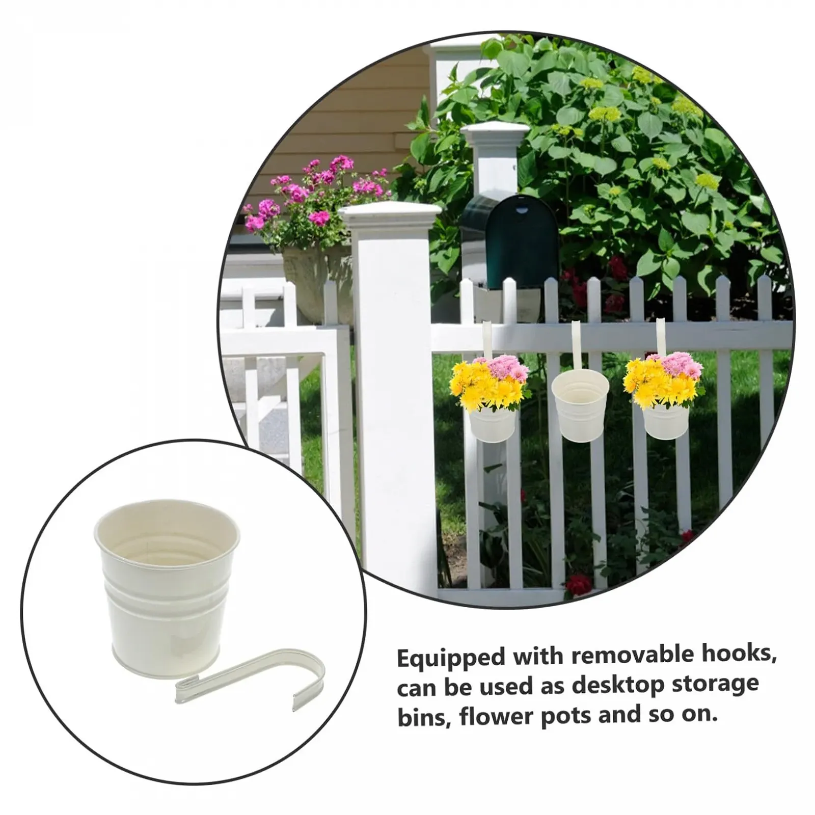 Підвісні горщики металеві 4 шт з дренажними отворами та гачками, фото №8