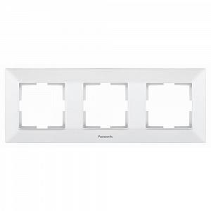 Рамка Panasonic Arkedia Slim тройная горизонтальная белая - Фото 1