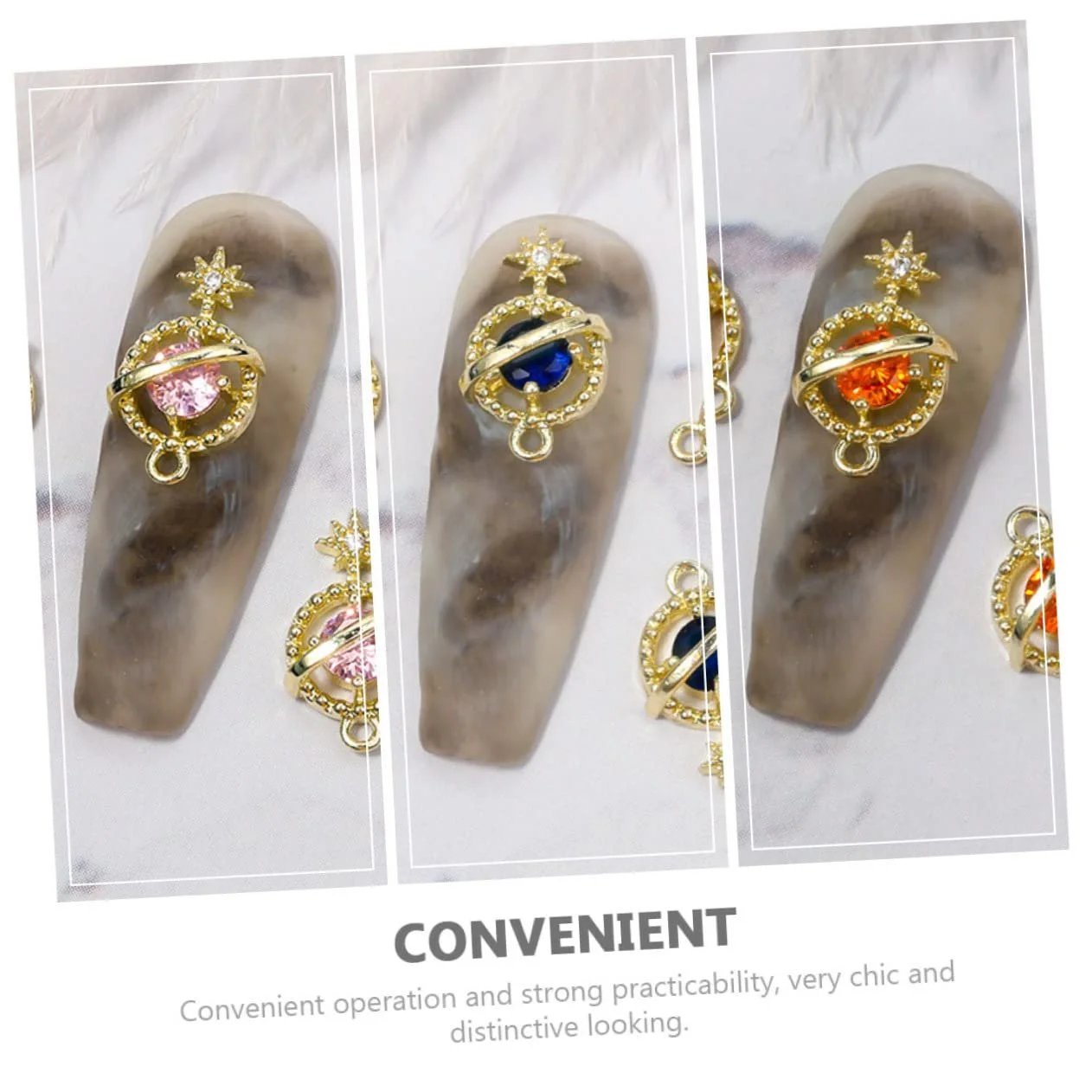 Украшения для ногтей Beavorty, 6 шт., планета, циркон, набор для маникюра, морской стиль, 3D, сплав, модные наклейки, фото №7