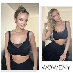 Бюстгальтер WOWENY без кісточок ущільнений для великих грудей безшовний сітчастий synthetic.ua - Фото 1