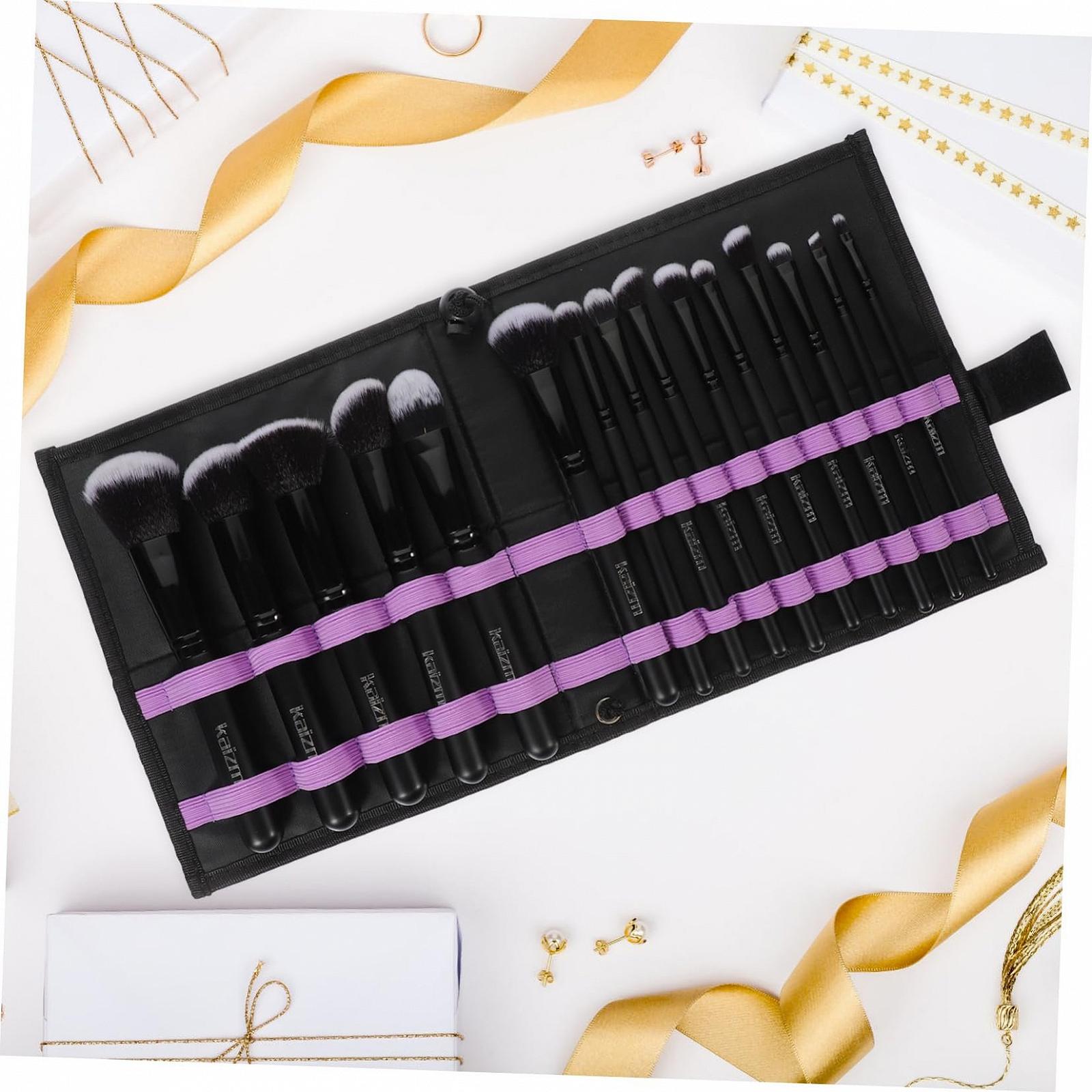 Набор кистей для макияжа барабанные Beatifufu 15 шт., черные, для пудры и теней, полный набор для начинающих, фото №4