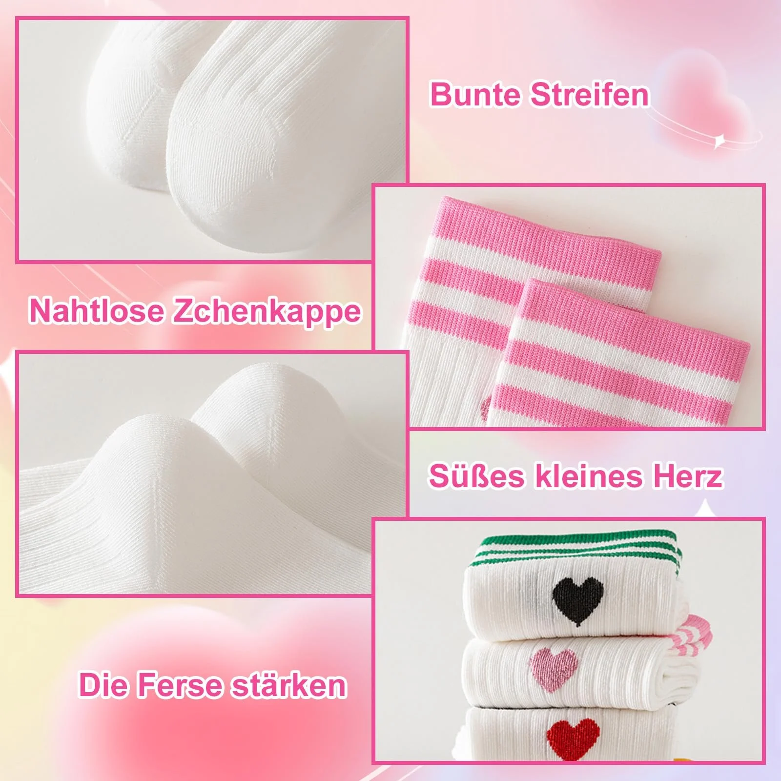 Жіночі тенісні шкарпетки Білий, 3 пари, Смужки Серце, 36-42, фото №3 Жіночі тенісні шкарпетки Білий, 3 пари, Смужки Серце, 36-42, фото №3