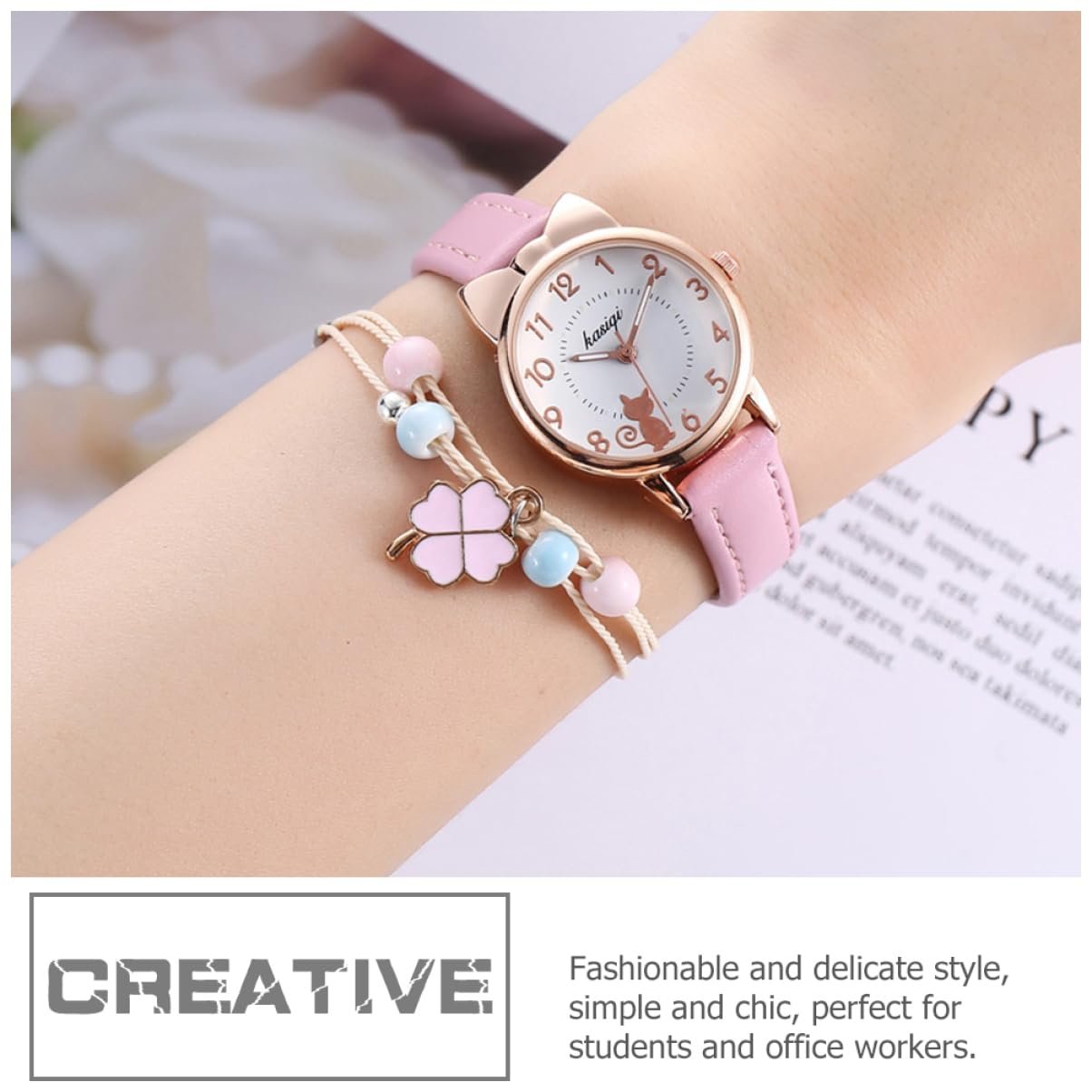 Годинник OATIPHO S Комплект котячий милий годинник для жінок, фото №4