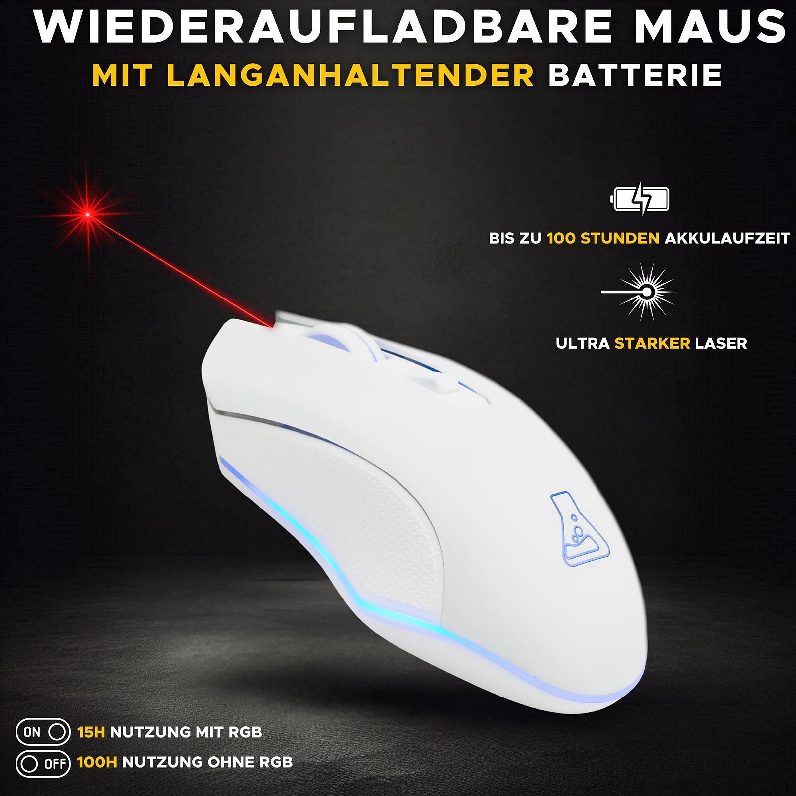 Беспроводная игровая мышь THE G-LAB Kult Helium 3200 DPI с ретро подсветкой 7 цветов - Белый, фото №4