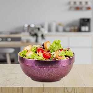Миска DimyFew Titan, миска для закусок для дітей, посуд, кухонний посуд, легка, компактна, двостінна металева миска, миска для рису для кемпінгу, рожева synthetic.ua - Фото 1