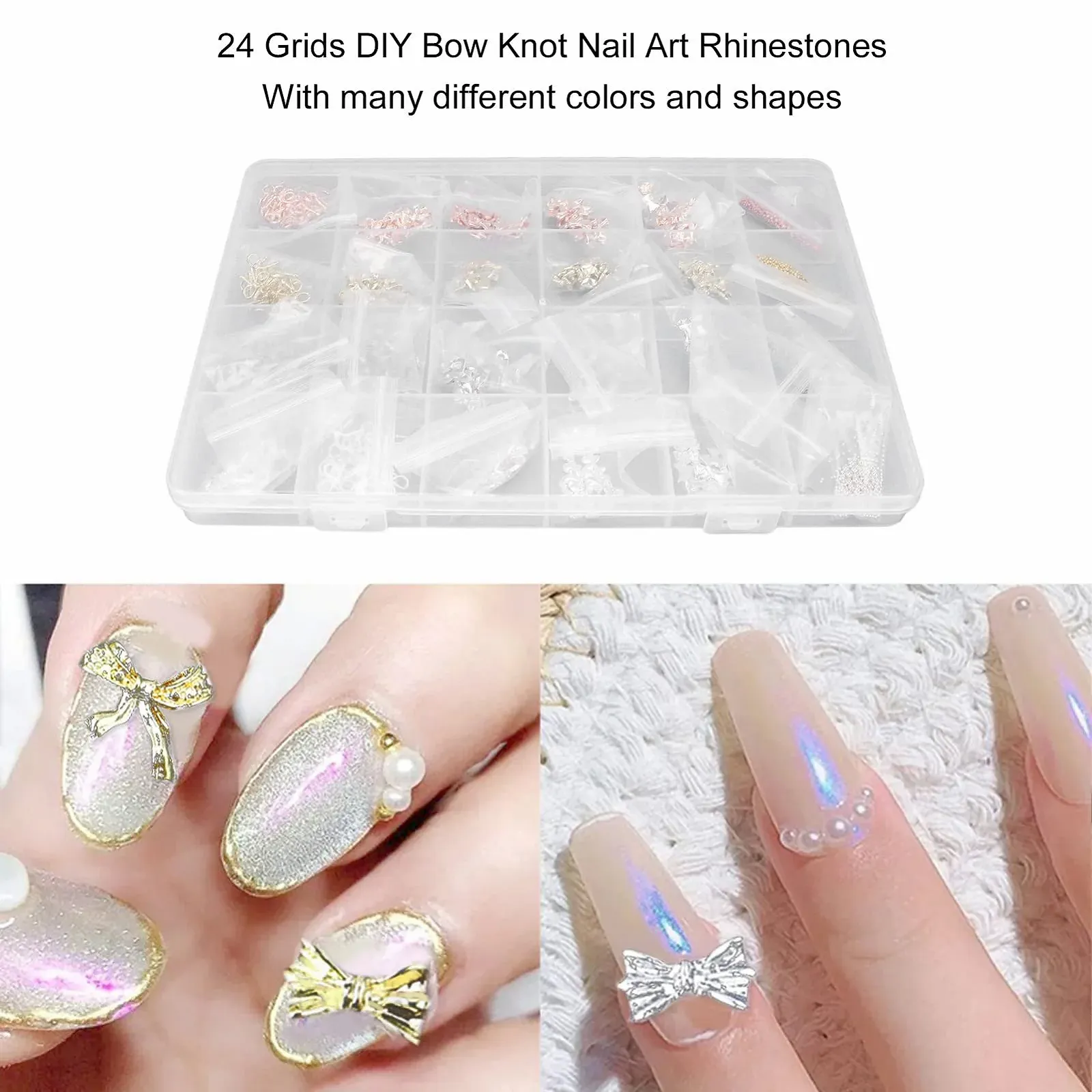 Стразы для ногтей Кристалл Набор 24 ячейки, фото №2