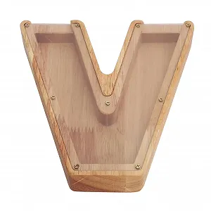 Скарбничка Kikumi Wooden Letter V Shaped Дерев'яний алфавіт Велика Прозора панель synthetic.ua - Фото 1