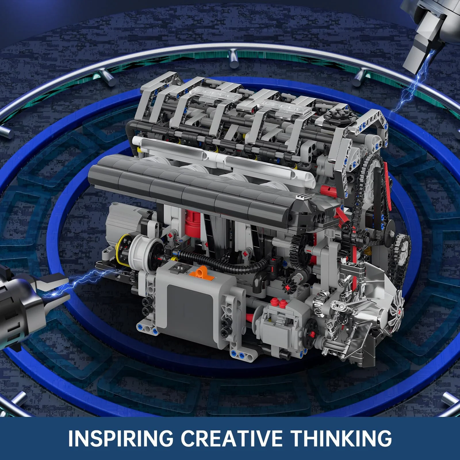Строительные блоки Двигатель Mould King Technik L4 Модель двигателя 1787 деталей, фото №4