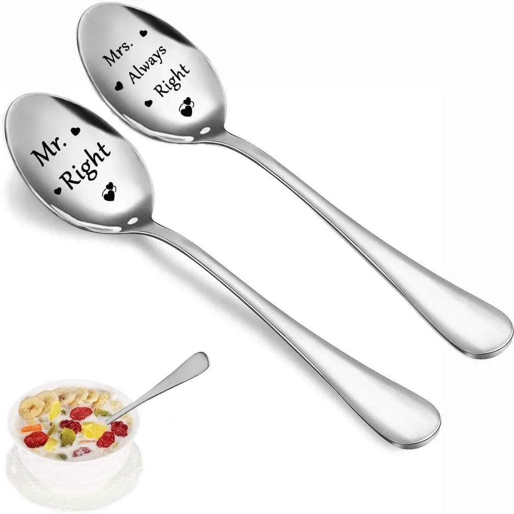 Ложка Кавова Mr. Right Mrs. Always Right Нержавіюча сталь, фото №2