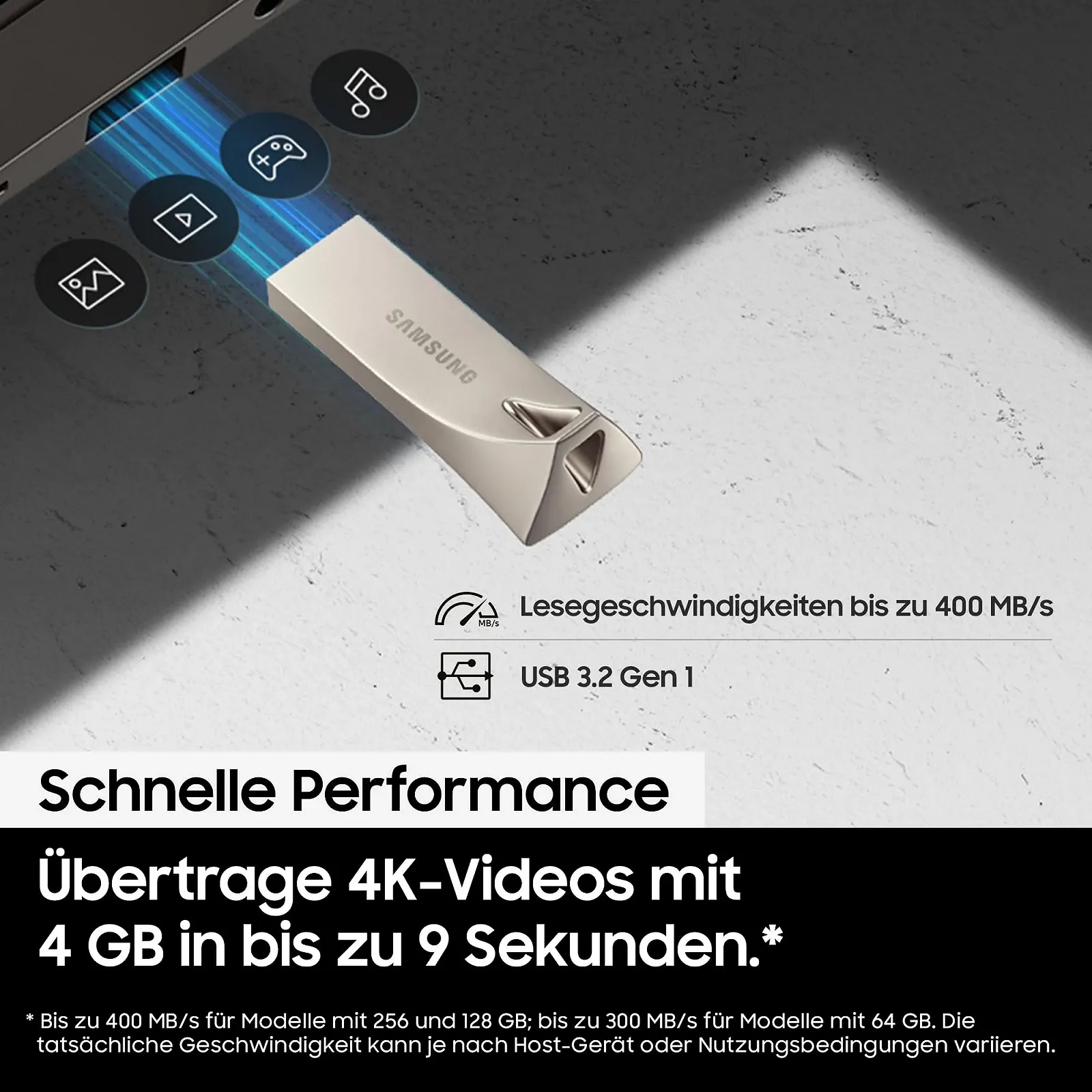 USB-флеш-накопичувач Samsung BAR Plus 512ГБ USB 3.2 Type-A Titanium Grey, фото №5 USB-флеш-накопичувач Samsung BAR Plus 512ГБ USB 3.2 Type-A Titanium Grey, фото №5