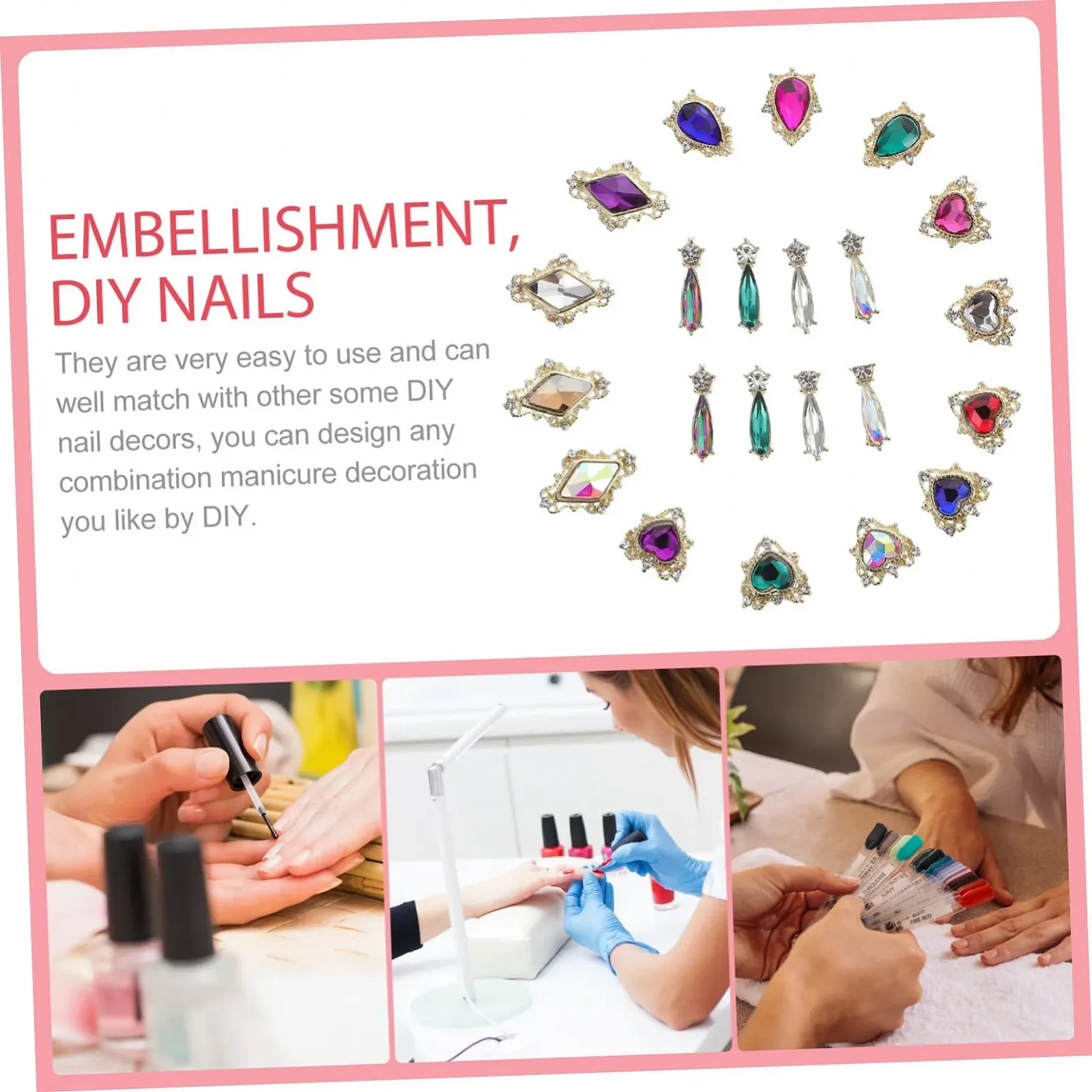 Прикраси для нігтівHealeved, 54 шт, скляні аксесуари, фото №3