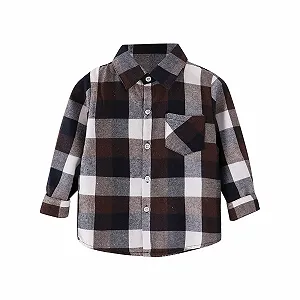 Фланелевая куртка-рубашка для малышей с длинными рукавами на пуговицах - Фото 1