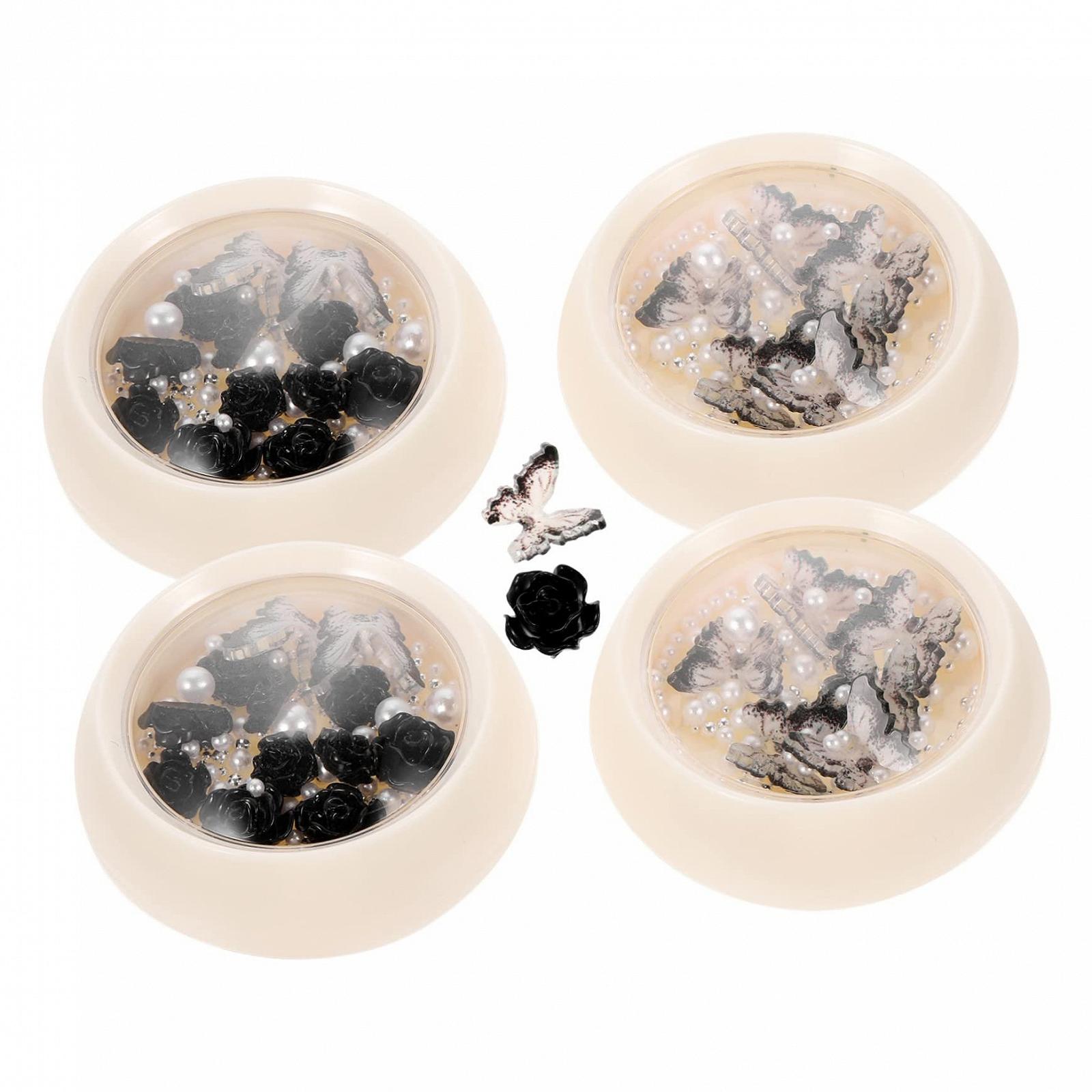 Украшения для ногтей Healvian Бриллианты Черная отделка Жемчуг Аксессуары Ювелирные изделия DIY Маникюр DIY Розы Стальной шар Декор Стразы Смола, фото №5